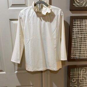 Tuckernuck Cream Ruffle Collar Blouse, Size L, New w/tag